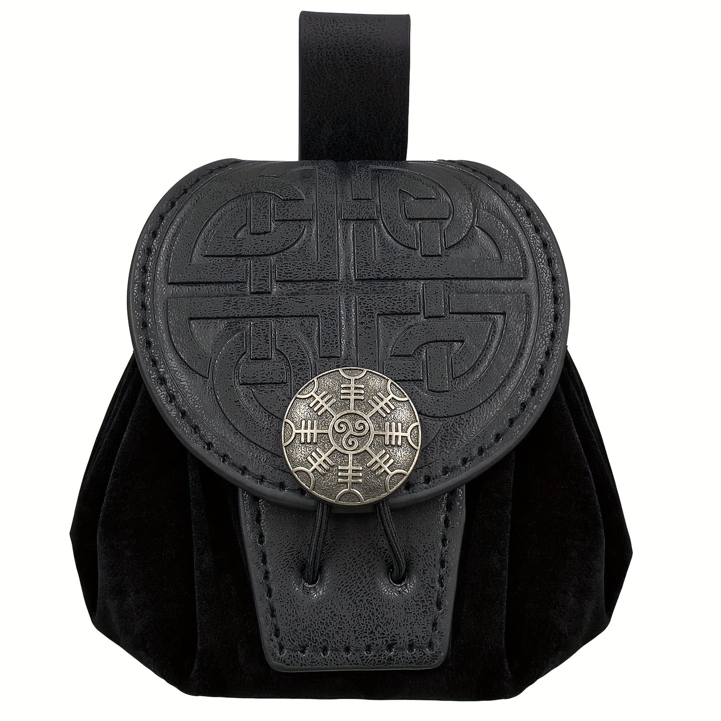 HiiFeuer Medieval Embossed Belt Bag - Faux Leather, Viking, LARP, Coin & Dice Pouch