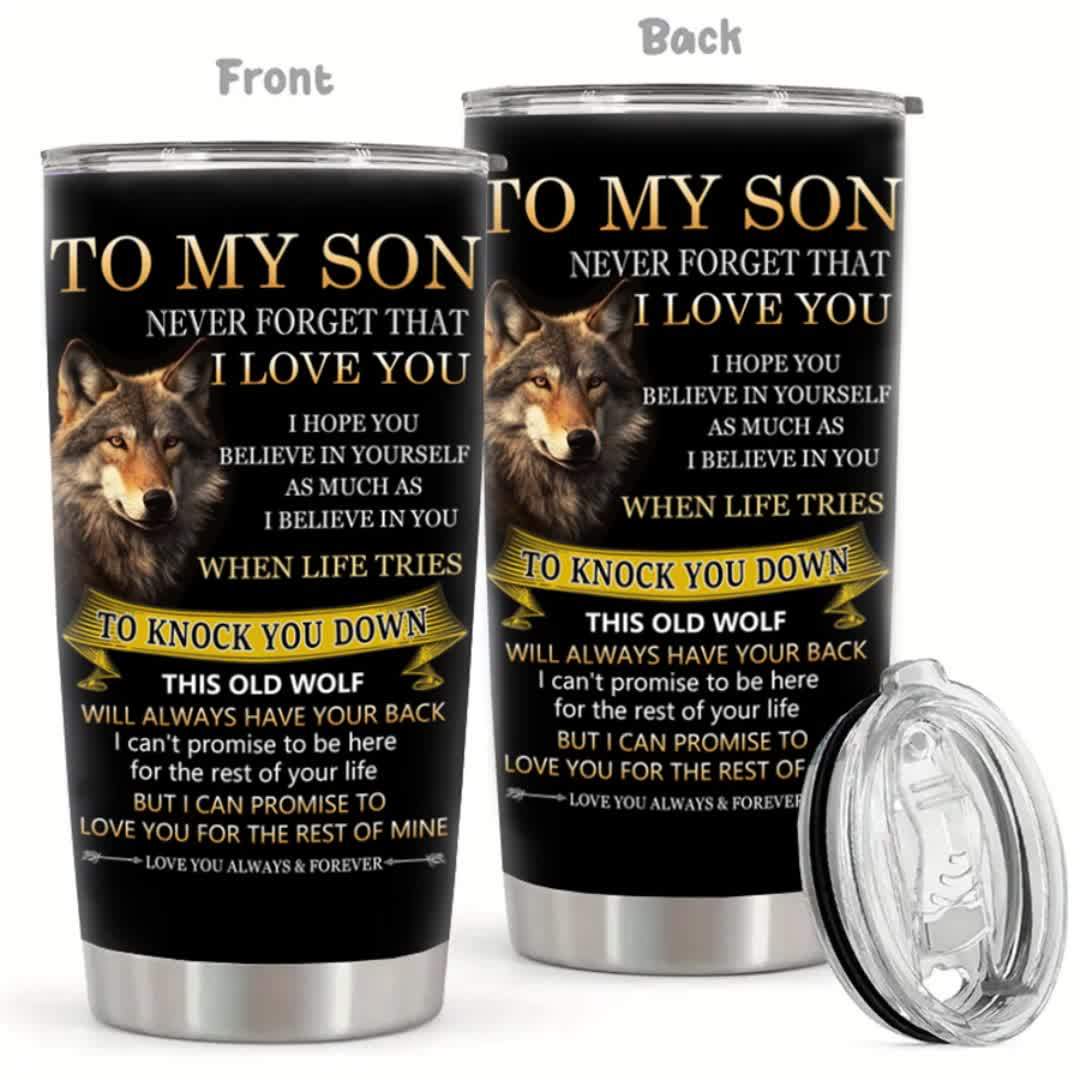 Wolf Pattern Tumbler - 20oz Insulated Stainless Steel, BPA-Free, Hot & Cold, Lid Included