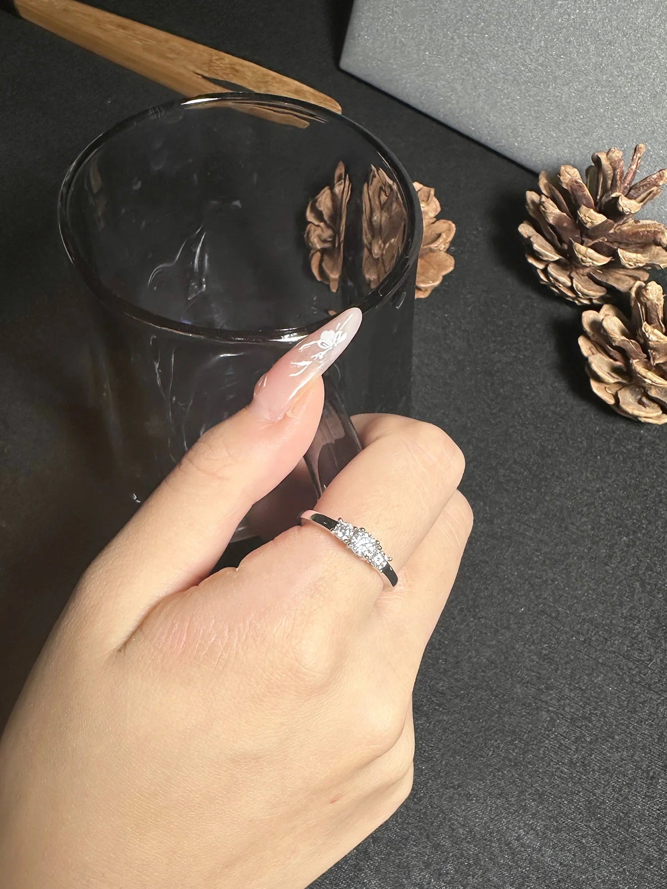 Moissanite Ladies Ring - 925 Sterling Silver, Rhodium Plated