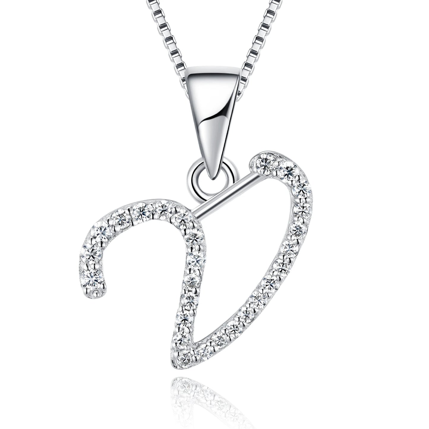 925 Sterling Silver Moissanite Initial Letter M Pendant Necklace