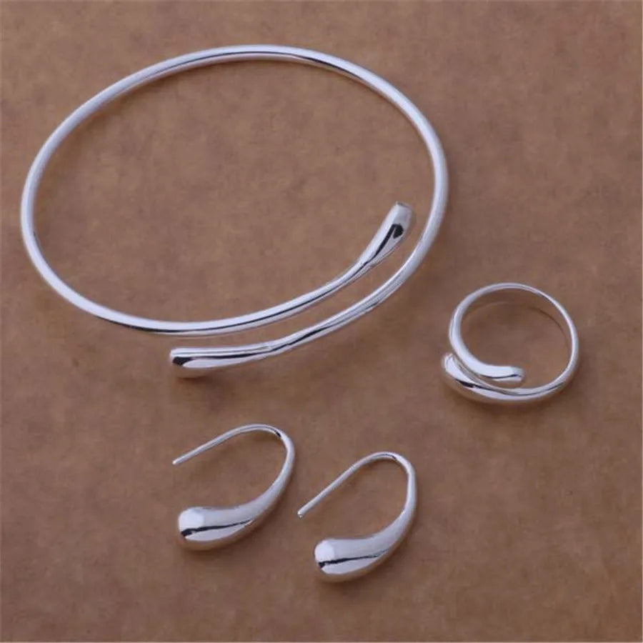 Sterling Silver Jewelry Set - Bracelet, Ring & Earrings