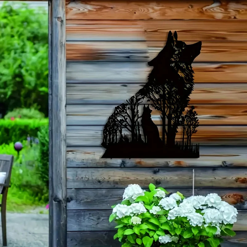 Black Wolf Metal Wall Art - Wall Hanging Decor for Home