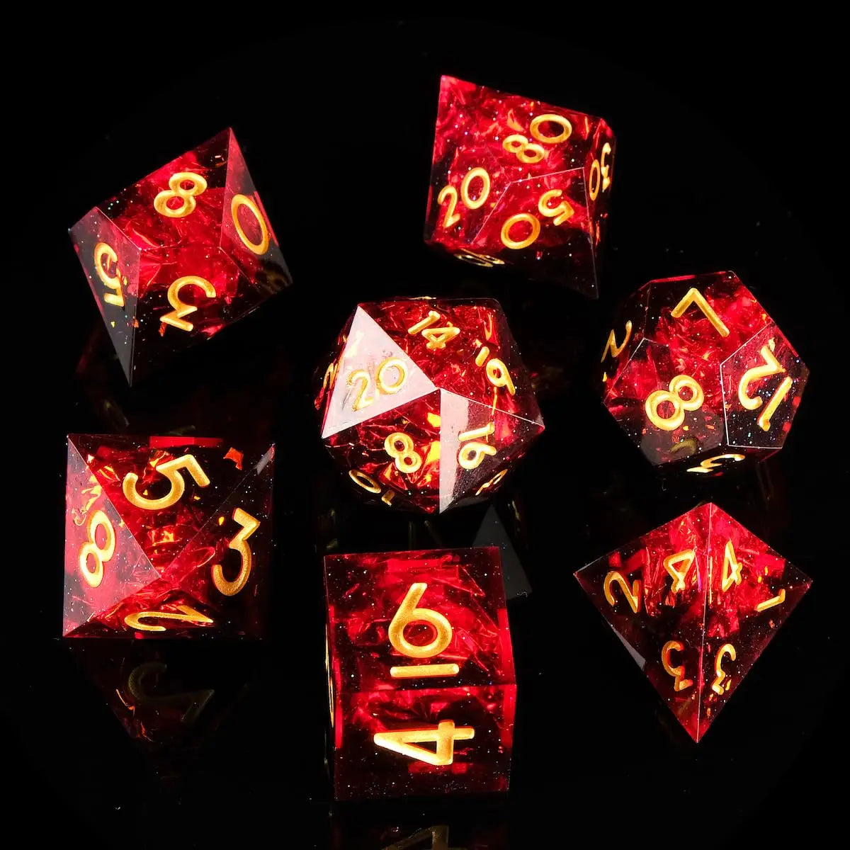 Resin Sharp Edge DND Dice Set - 7PC Polyhedral RPG Dice