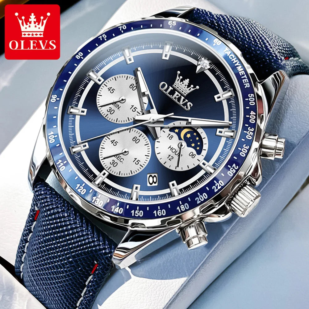 OLEVS 2945 Men's Watch - Moon Phase, Chronograph, Waterproof, Backlight, Fashion Quartz