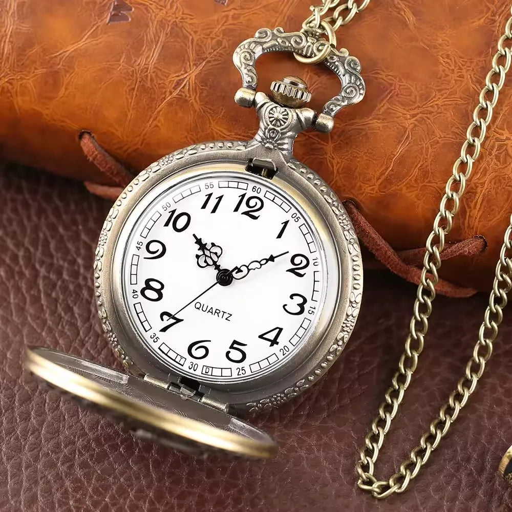 Vintage Eagle Pocket Watch - Steampunk Bronze Necklace