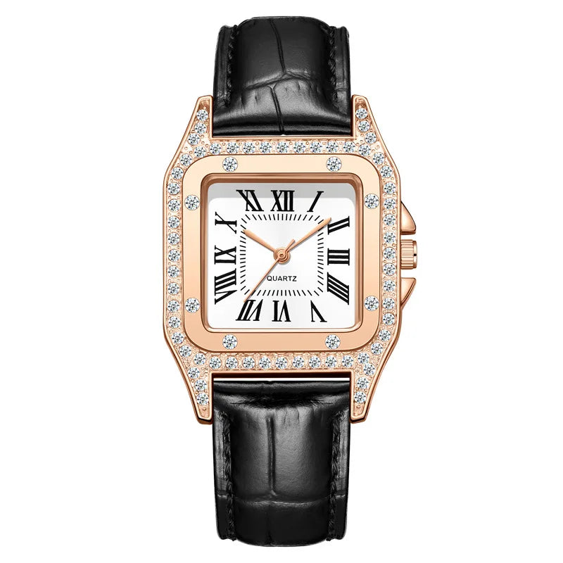 Women's Leather Watch - Crystal Luxury Wristwatch