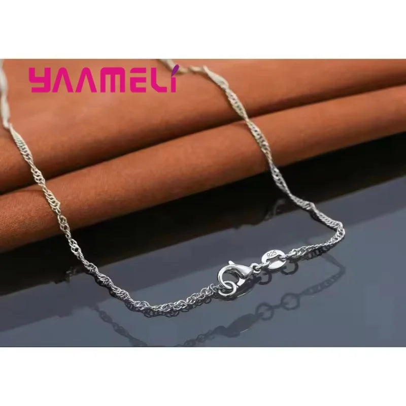 925 Sterling Silver Necklace and Hoop Earring Set with Cubic Zirconia