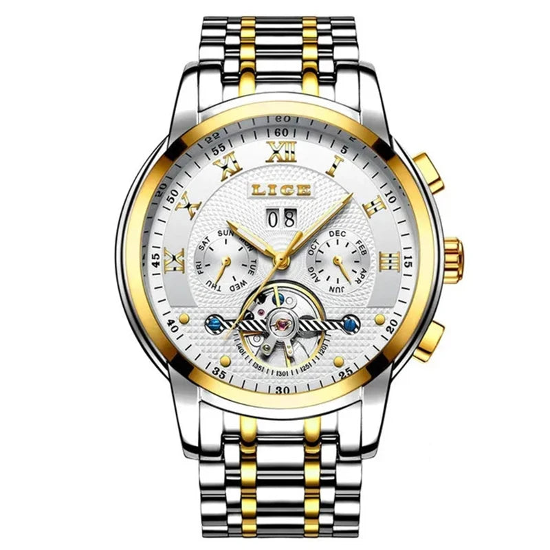 LIGE LG9841 Men’s Automatic Mechanical Watch with Stainless Steel Band