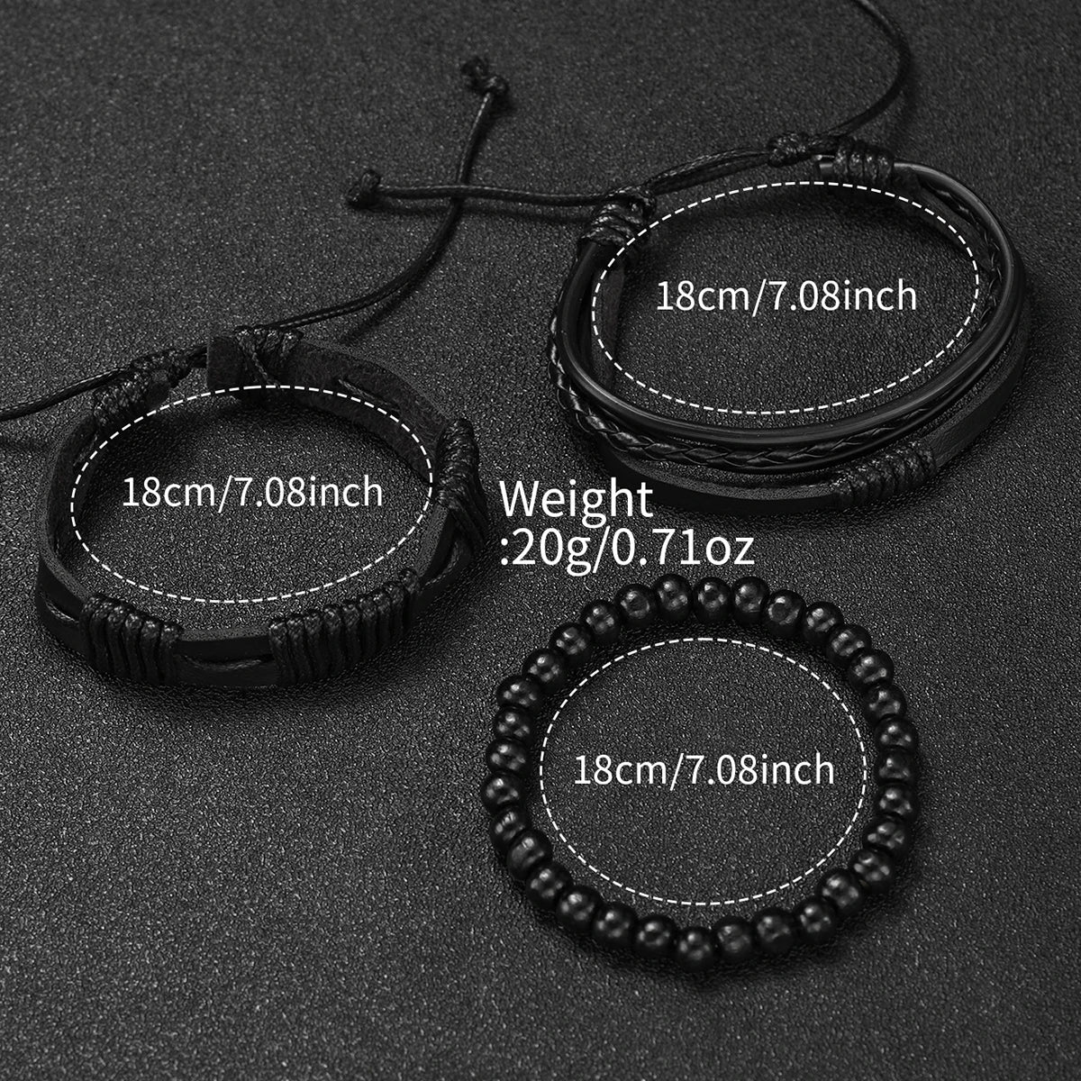 Men’s Quartz Watch and 3-Bracelet Set with Leather Band
