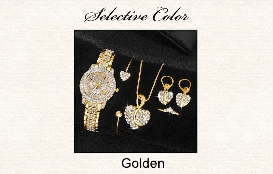 Women's Jewelry Set - Watch, Ring, Necklace & Earrings