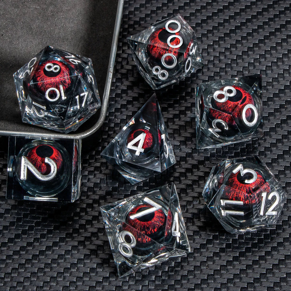 Sharp-Edge Resin Liquid-Core Dice Set for D&D and RPG Games