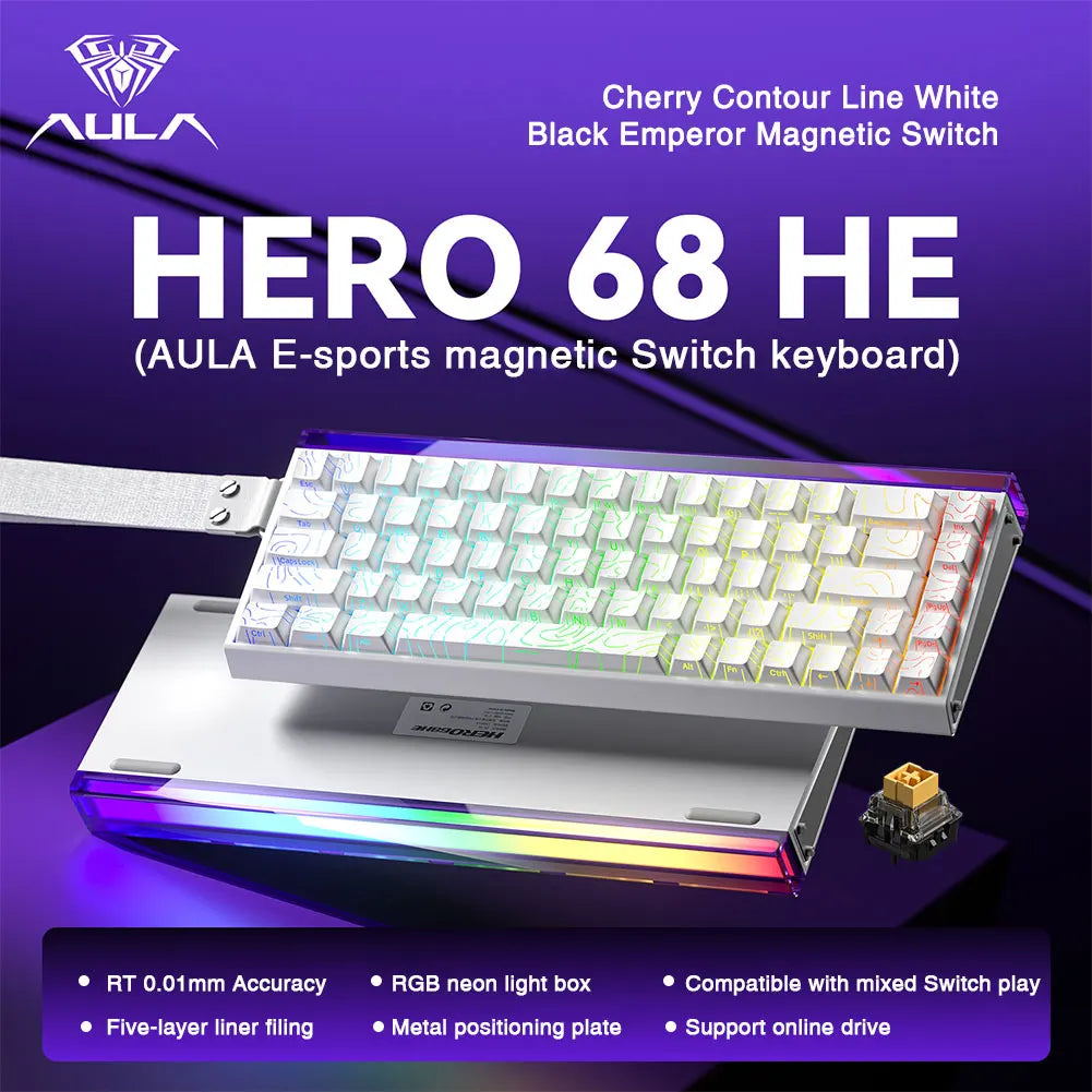 AULA HERO 68HE Magnetic Switch Keyboard - Rapid Trigger, 8K, Hot-Swap, RGB