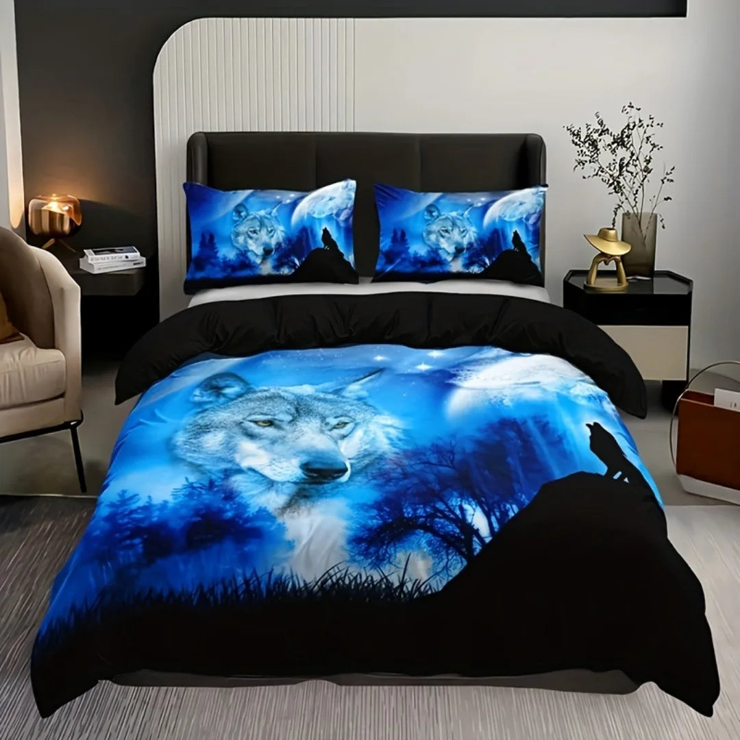 Forest Wolf 3D Bedding Set - 3pcs Polyester Duvet Cover