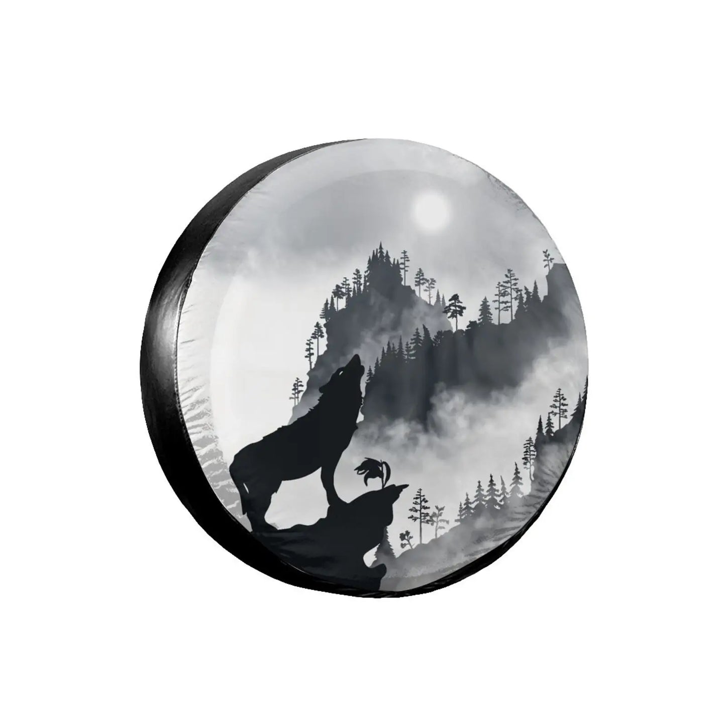 3D Wolf Spare Tire Cover - Polyester Waterproof Dustproof Universal