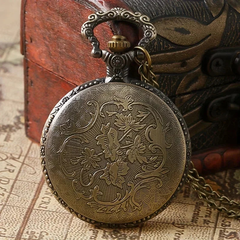 Wolf Pocket Watch - Vintage Quartz with Chain