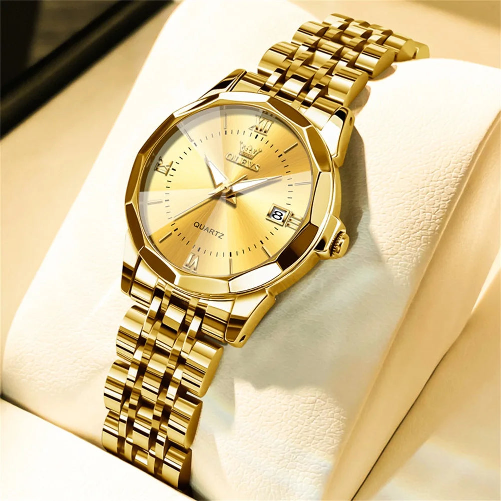 OLEVS 9931L Women's Watch - Elegant Fashion, Luxury, Waterproof, Stainless Steel, Luminous Date