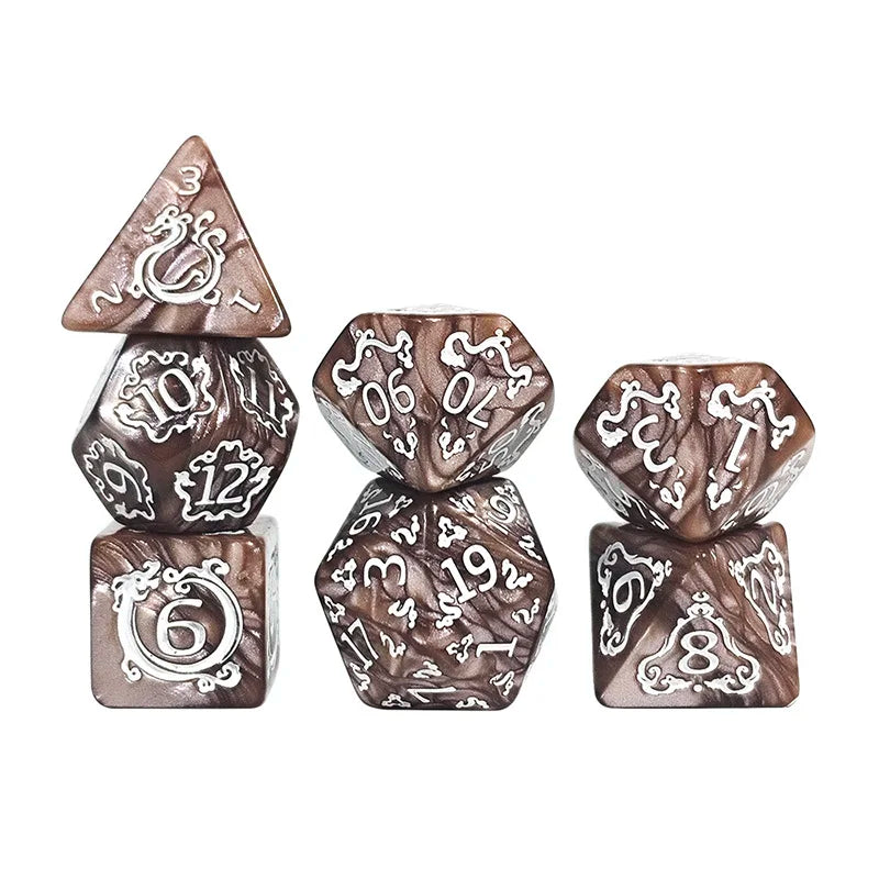 7-Piece Dragon Pattern DnD Dice Set - Polyhedral RPG Dice