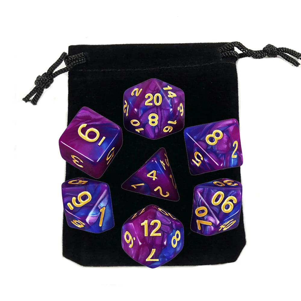 7-Piece DnD Dice Set with Storage Bag - Polyhedral RPG Dice