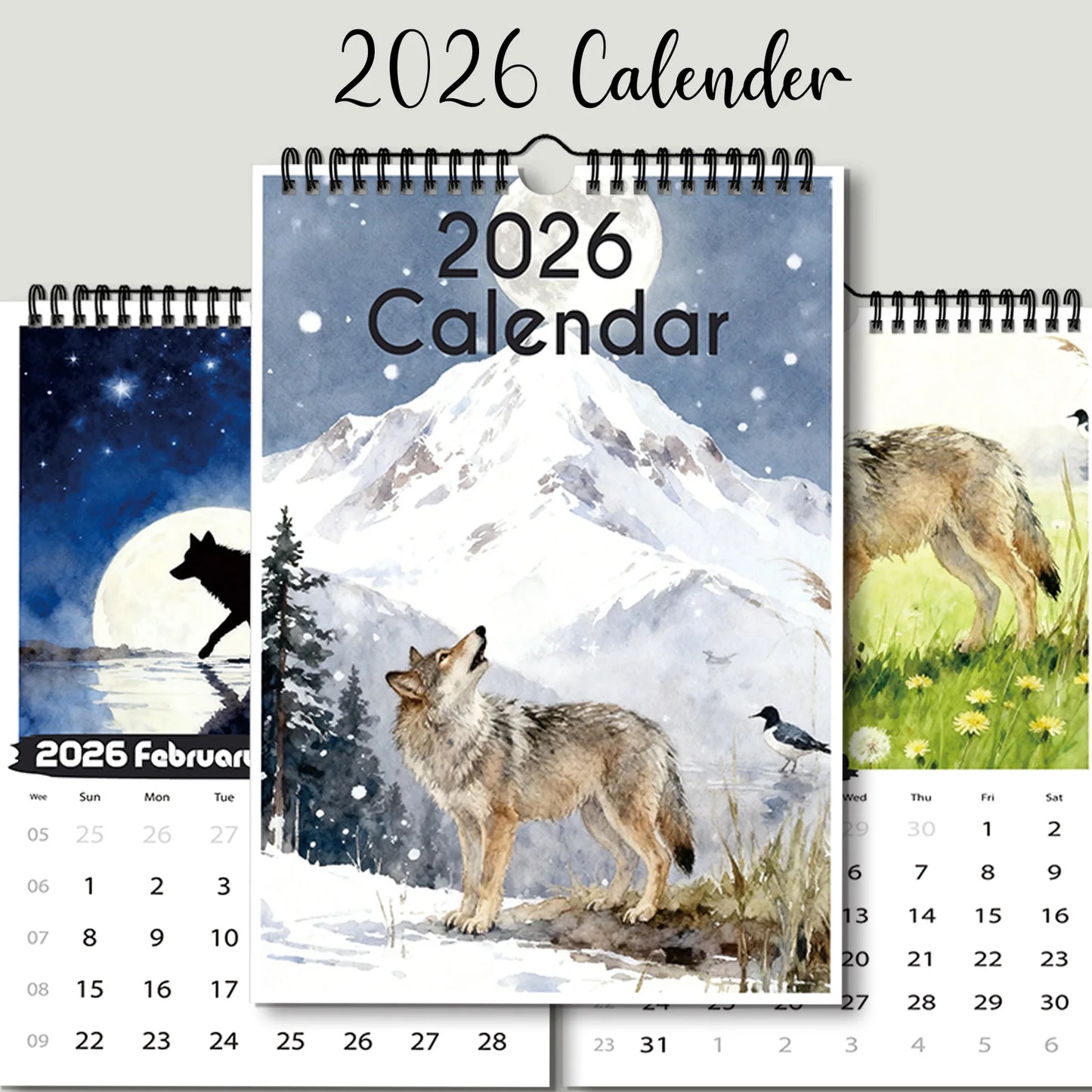 2026 Wolf Calendar - Home Decoration Date Viewing Gift