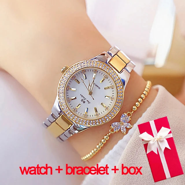 Women’s Stainless Steel Quartz Watch, Gold and Silver Options