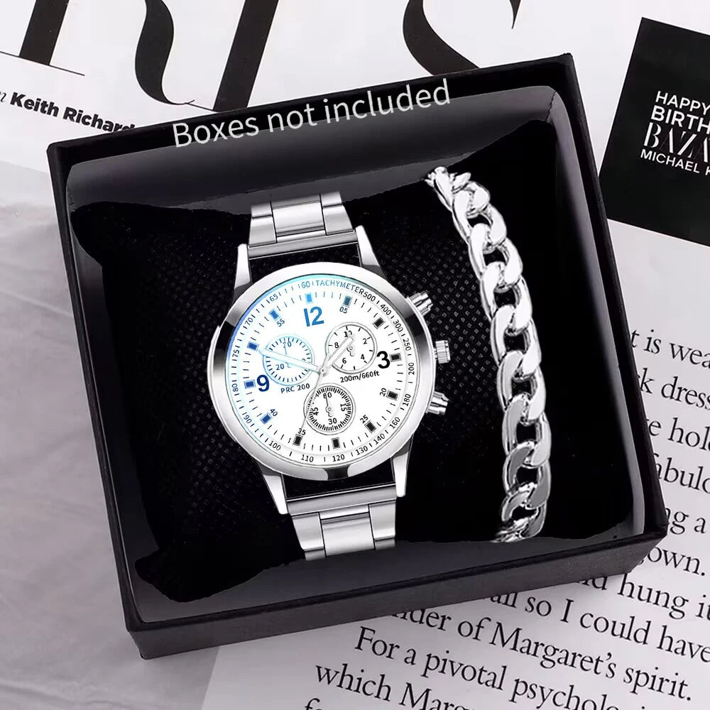 Men's Business Watch - Steel Band Quartz with Bracelet