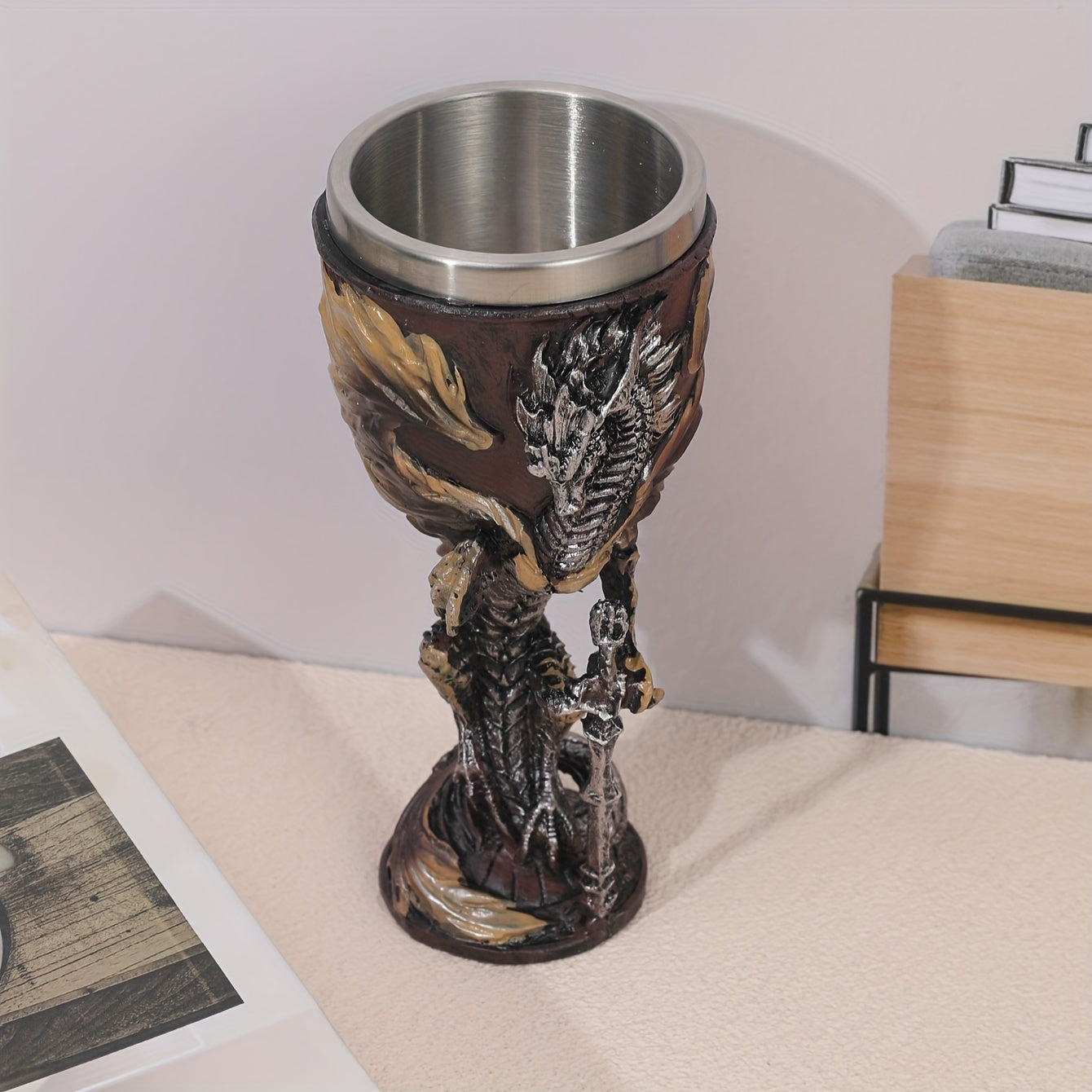 Dragon Sword Goblet - 200ml, Stainless Steel, Gothic Champagne Glass, Fantasy Gift