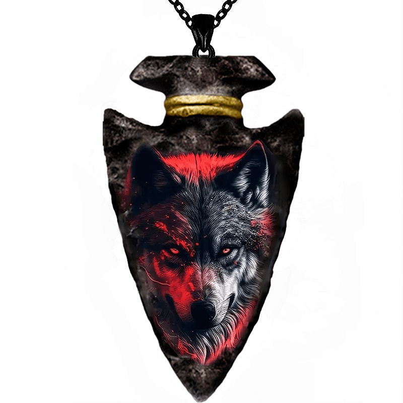 Wolf Geometric Triangle Pendant Necklace - Punk Hip Hop, Zinc Alloy, Vintage, Men's Jewelry