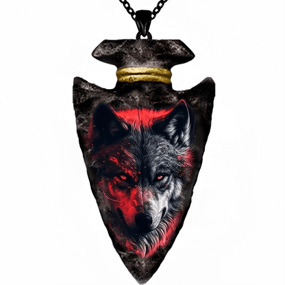 Wolf Geometric Triangle Pendant Necklace - Punk Hip Hop, Zinc Alloy, Vintage, Men's Jewelry