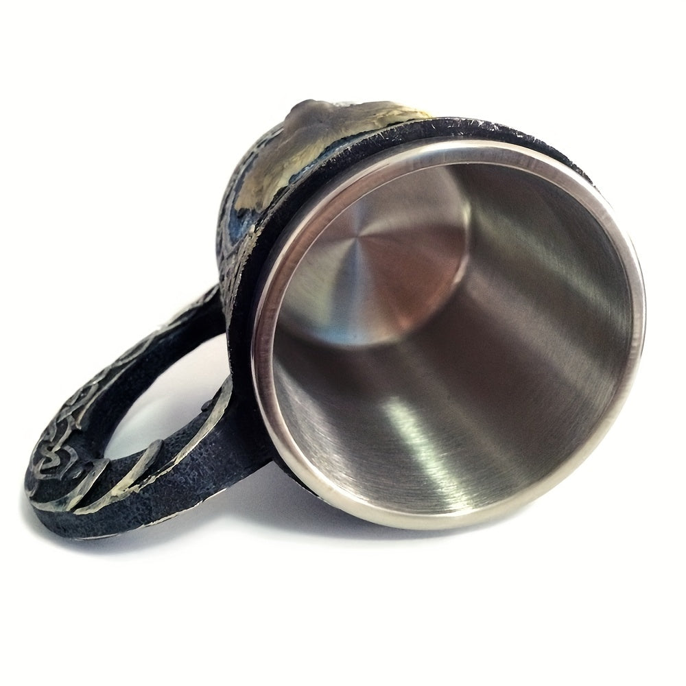 Wolf Magic Mug - Gray Wolf Celtic Tribe, Resin with Stainless Steel Rim, Coffee & Tea