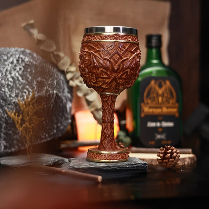 Medieval Dragon Goblet Wine Cup - 6.76oz, 201 Stainless Steel, Single & Double Dragon, Holiday Gift