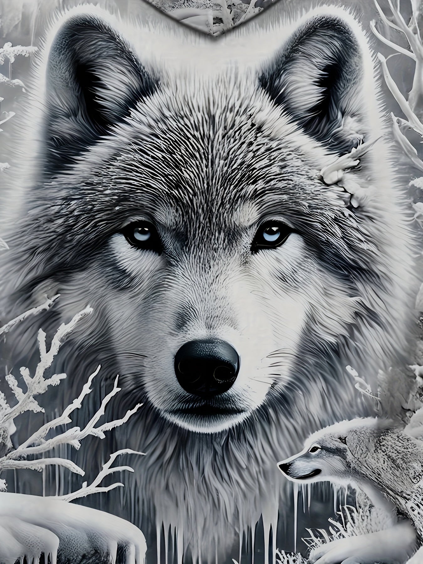 Men's Wolf Print Hoodie - 3D Animal Pattern, Polyester, Regular Fit, Fall/Winter