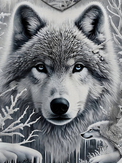 Men's Wolf Print Hoodie - 3D Animal Pattern, Polyester, Regular Fit, Fall/Winter