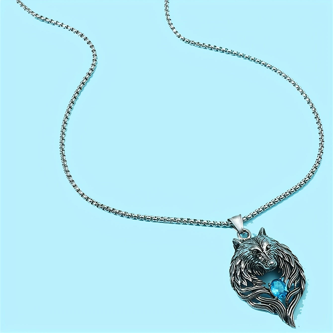 Wolf Head Necklace - Cubic Zirconia, Gothic Hip Hop, Zinc Alloy, Vintage, Daily & Gift