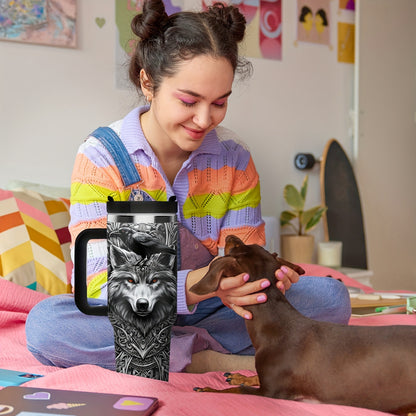 Viking Wolf & Celtic Knot Tumbler - 40oz, Insulated Stainless Steel, Men's Gift, Travel