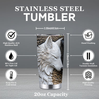 Wolf Design Tumbler - 20oz, Insulated Stainless Steel, Lid Included, Valentine's Gift