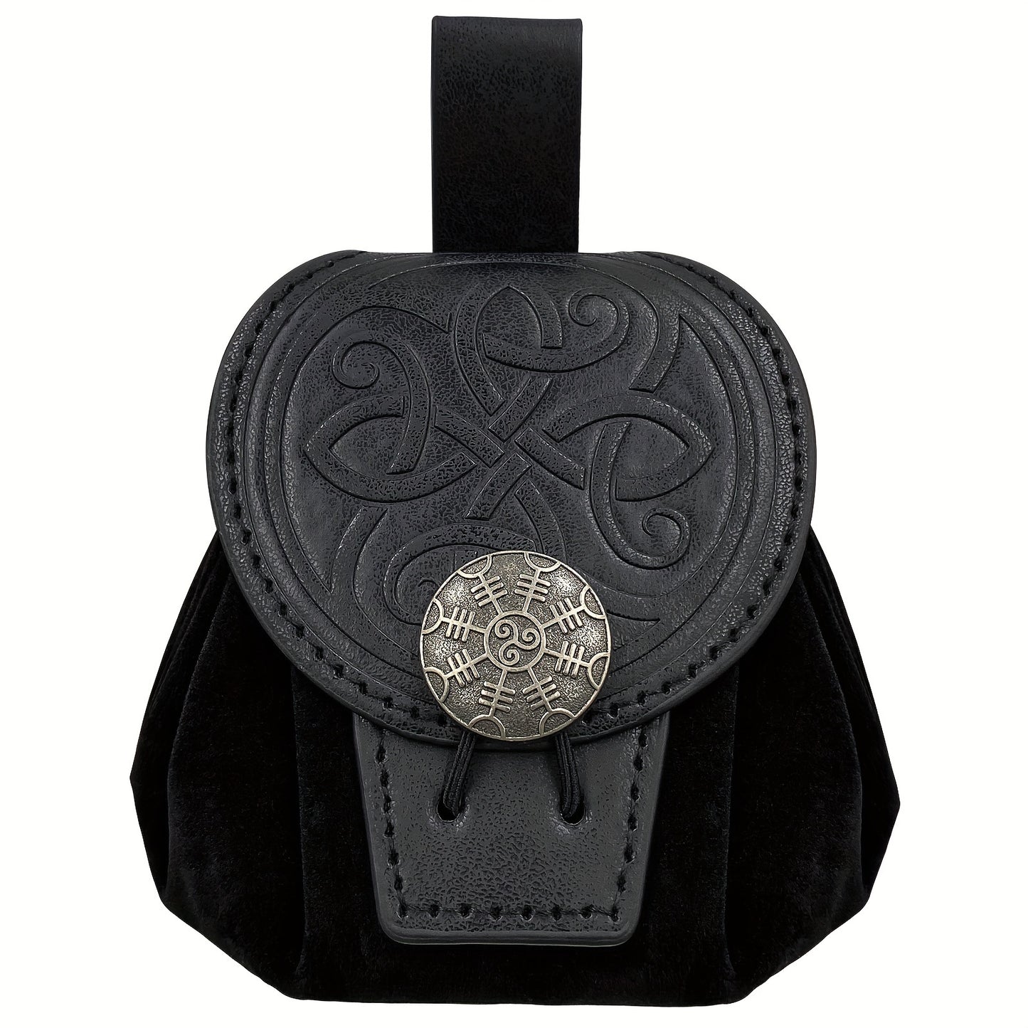 HiiFeuer Medieval Embossed Belt Bag - Faux Leather, Viking, LARP, Coin & Dice Pouch