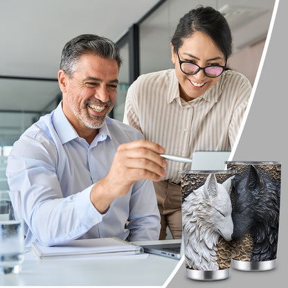 Wolf Design Tumbler - 20oz, Insulated Stainless Steel, Lid Included, Valentine's Gift