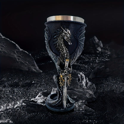 Dragon Sword Goblet - 200ml, Stainless Steel, Gothic Champagne Glass, Fantasy Gift