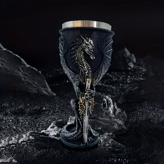 Dragon Sword Goblet - 200ml, Stainless Steel, Gothic Champagne Glass, Fantasy Gift