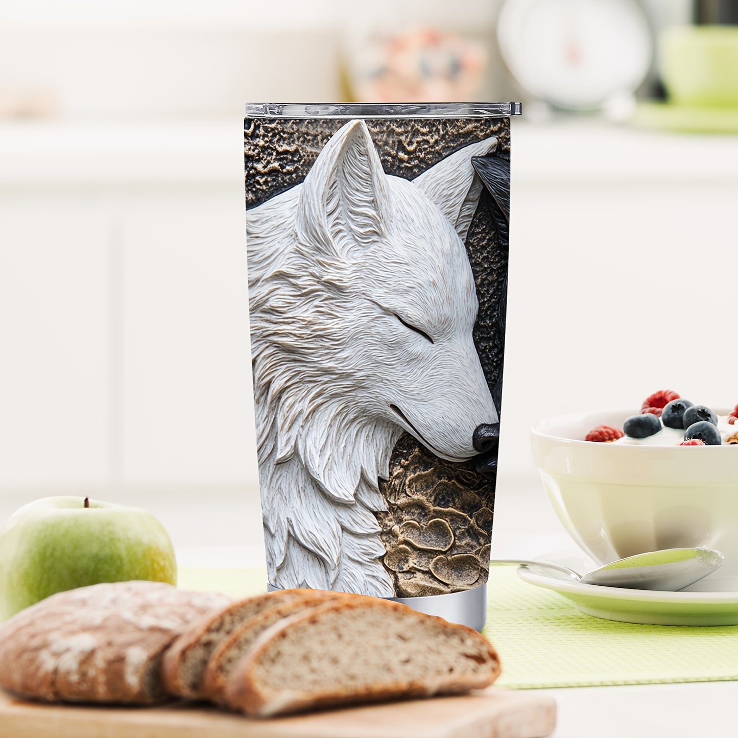 Wolf Design Tumbler - 20oz, Insulated Stainless Steel, Lid Included, Valentine's Gift