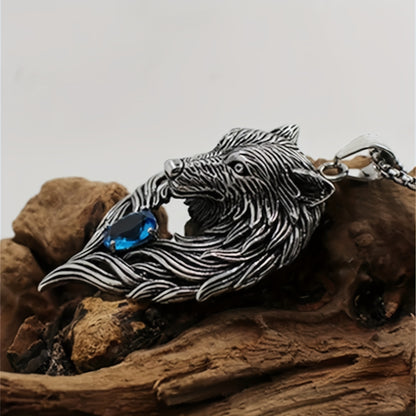 Wolf Head Necklace - Cubic Zirconia, Gothic Hip Hop, Zinc Alloy, Vintage, Daily & Gift