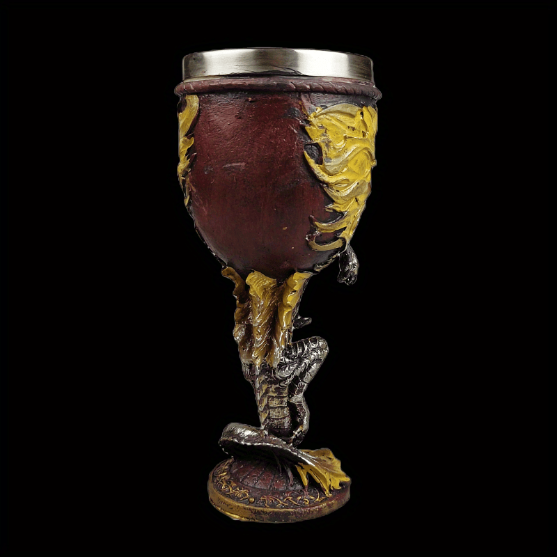 Medieval Dragon & Sword Wine Cup - 7oz, Insulated Stainless Steel, Gothic, Holiday Gift