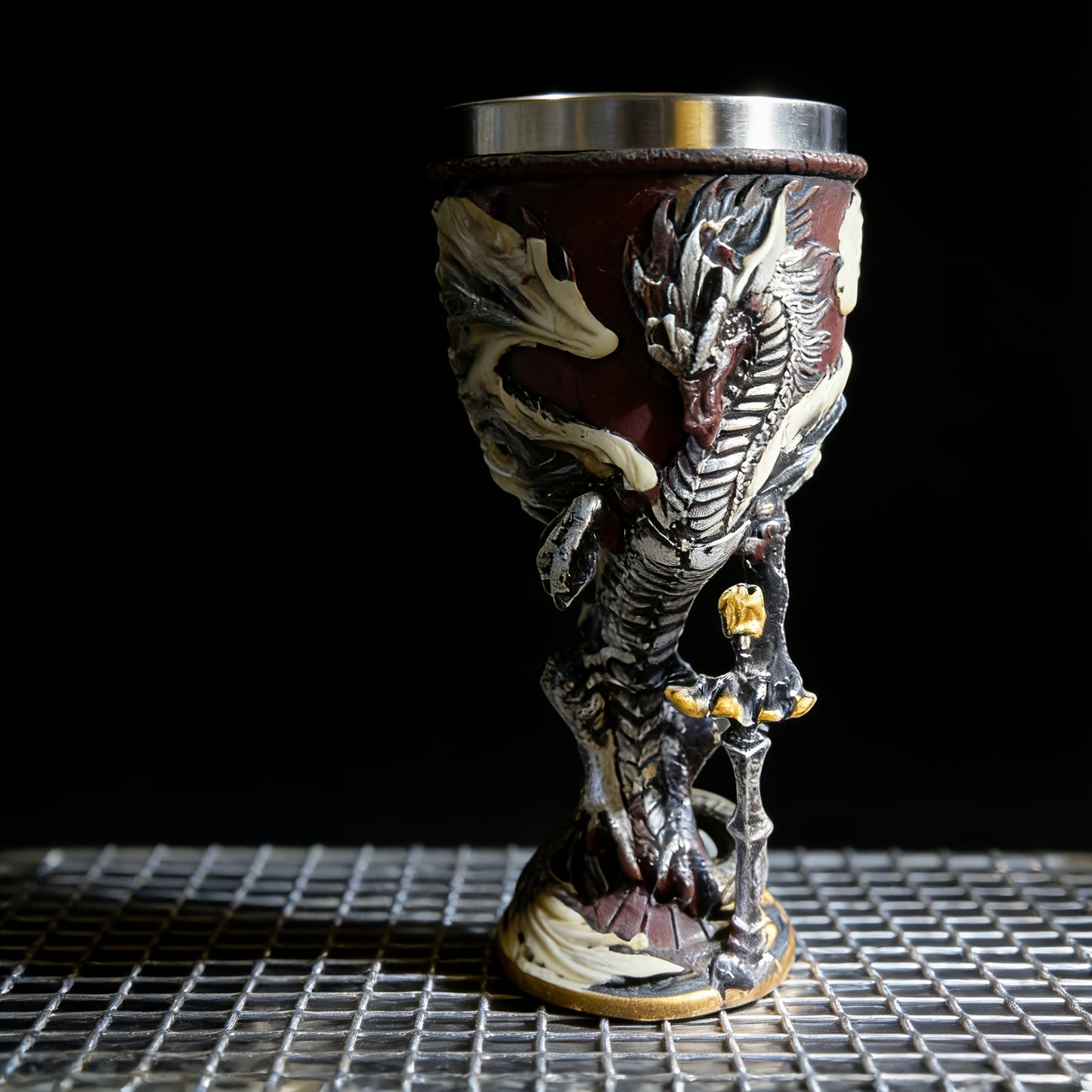 Medieval Dragon & Sword Wine Cup - 7oz, Insulated Stainless Steel, Gothic, Holiday Gift