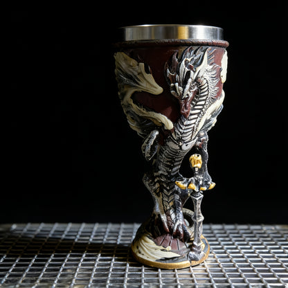 Medieval Dragon & Sword Wine Cup - 7oz, Insulated Stainless Steel, Gothic, Holiday Gift