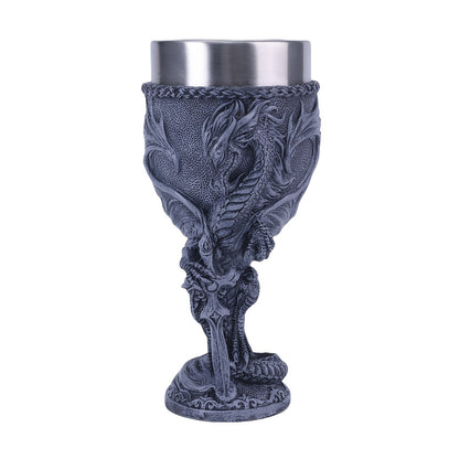 Medieval Dragon & Sword Wine Cup - 7oz, Insulated Stainless Steel, Gothic, Holiday Gift