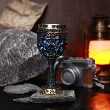 Medieval Dragon Goblet Wine Cup - 6.76oz, 201 Stainless Steel, Single & Double Dragon, Holiday Gift