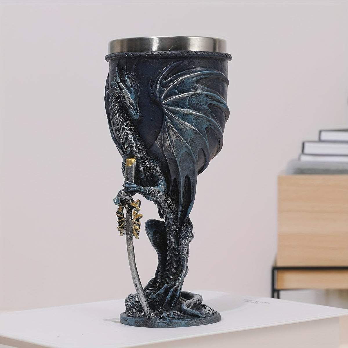 Dragon Sword Goblet - 200ml, Stainless Steel, Gothic Champagne Glass, Fantasy Gift