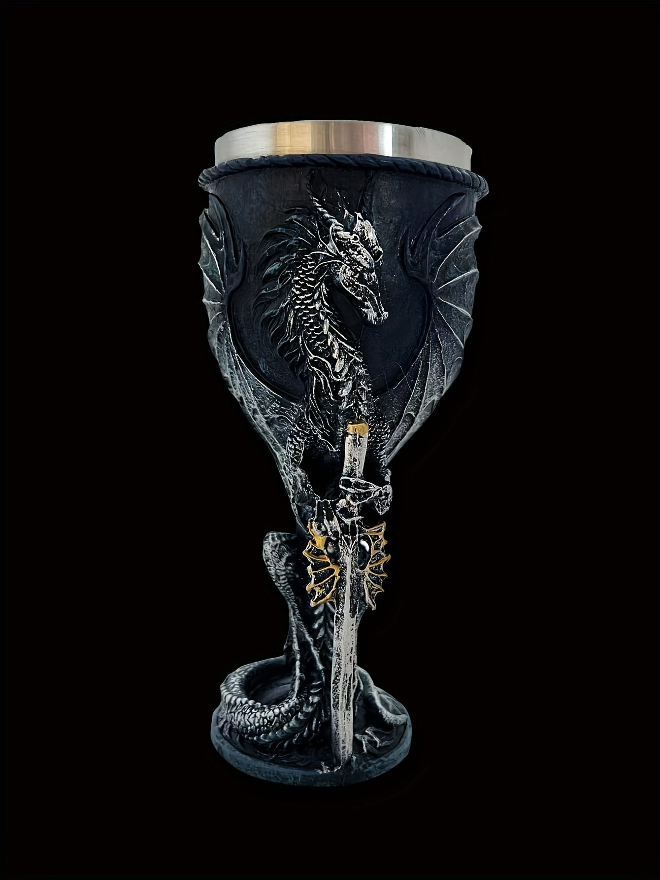 Dragon Sword Goblet - 200ml, Stainless Steel, Gothic Champagne Glass, Fantasy Gift