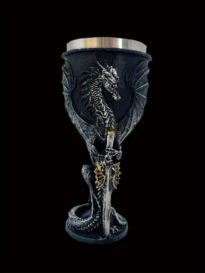 Dragon Sword Goblet - 200ml, Stainless Steel, Gothic Champagne Glass, Fantasy Gift
