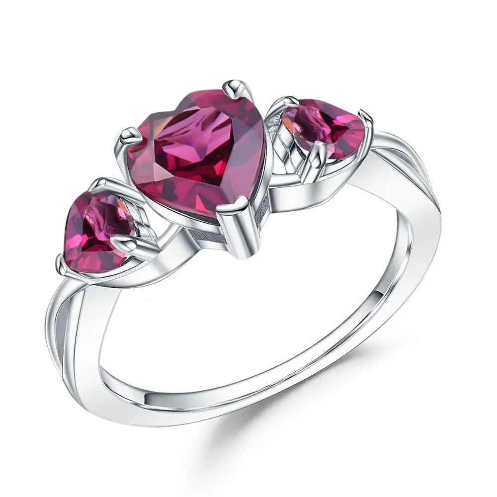 Natural Amethyst Heart Ring - 925 Sterling Silver, 1.19Ct